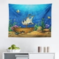 thumbnail image 1 of Deep Sea Tapestry, Pattern of Doodle Style Sea Creatures on a Plain Background Nautical Elements, Fabric Wall Hanging Decor for Bedroom Living Room Dorm, 2 Sizes, Multicolor, by Ambesonne, 1 of 1