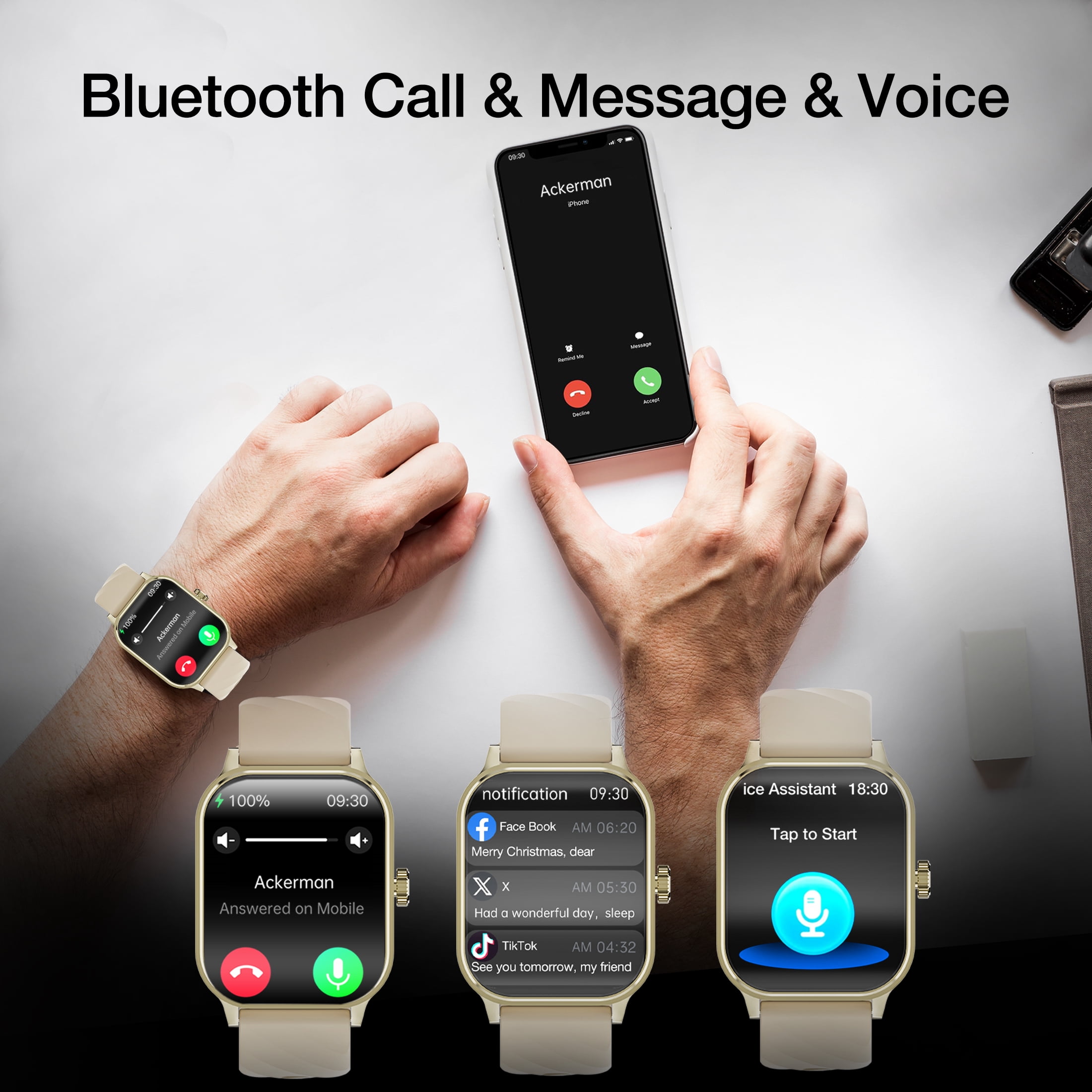 BlitzWolf Smart Watch for Android, IP67 Waterproof Fitness Watch, Gift for Women and Men