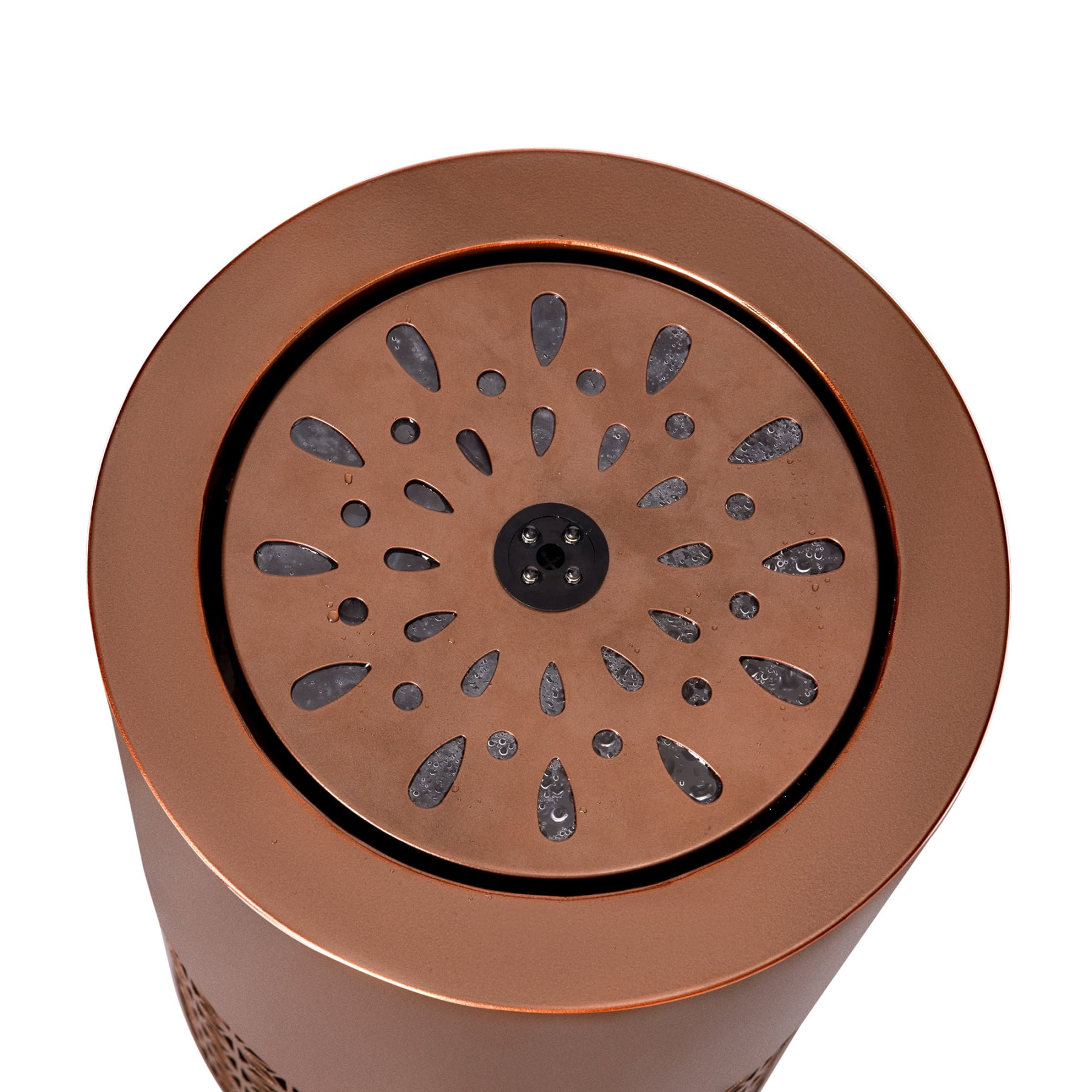 20.87'' H Brown Metal Cutout Outdoor Water Fountain with LED Lights, Modern Freestanding Candle Style Water Feature for Patio Backyard Decor,Brown