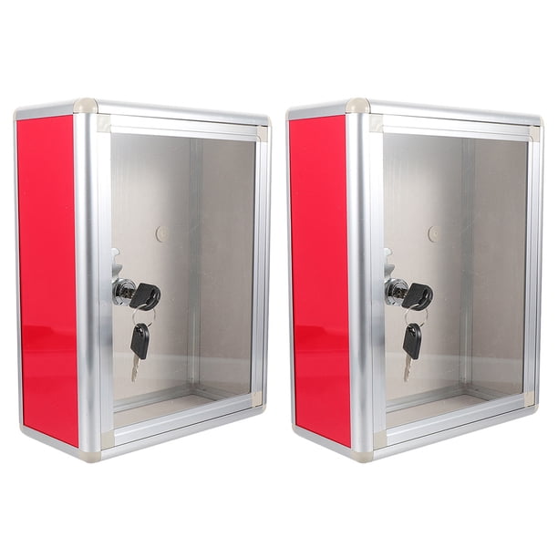 2 buzones de pared metálicos con cerradura, transparentes, para oficina y hogar