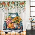 thumbnail image 2 of Sunflowers Pumpkins Shower Curtain, Waterproof Shower Curtains for Bathroom, Truck Country Botanical Plaid Washable Fabric Bathtub Curtain Set Bath Decor with 12 Hooks 48"x72", 2 of 8