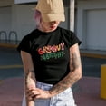 thumbnail image 2 of Groovy & Bright, Retro Wavy Text & Christmas Balls Art Merch Gift, Military Green T-Shirt, XL, 2 of 5