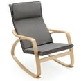 thumbnail image 1 of Costway Modern Bentwood Rocking Chair Fabric Upholstered Relax Rocker Lounge Chair Gray, 1 of 10