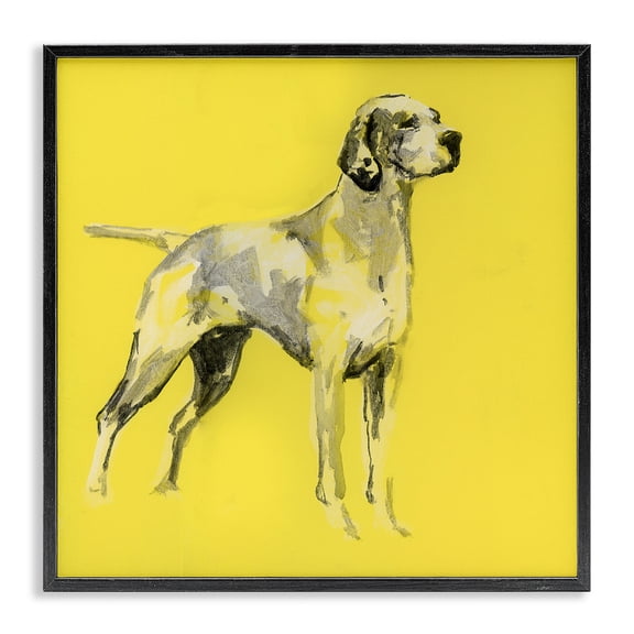 Stupell Industries Contemporary Modern Dog on Yellow Black Framed Giclee Art, 12 x 12, by cartissi