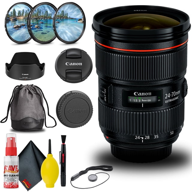 Canon EF 24-70mm F/2.8L II USM Lens (5175B002) + Filter Kit + Cap Keeper + More(International Model)
