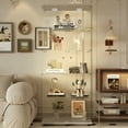 thumbnail image 3 of Tempered Glass Display Cabinet with LED Lights and Lock Storage for Living Room Office Adjustable Feet for Uneven Floors White, 3 of 9