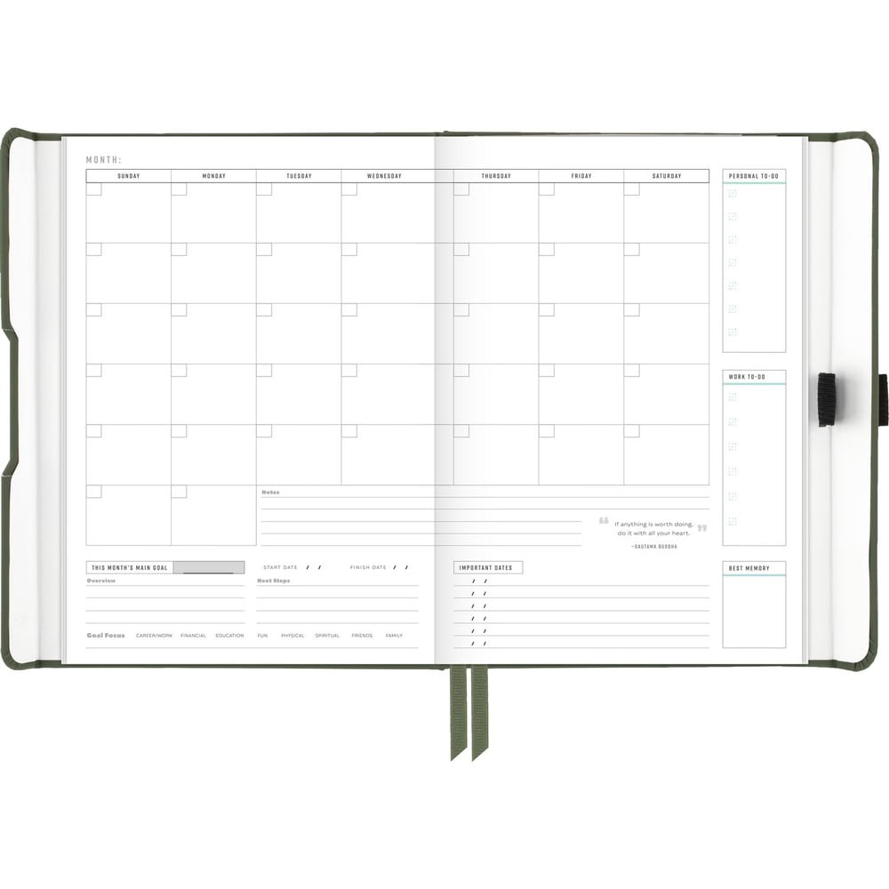 AT-A-GLANCE FOUNDATION Undated Weekly Monthly Planner Green Small 5 12 x 8 12 -