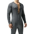 thumbnail image 5 of Mens Long Sleeve Onesie Jumpsuit Button Down Pajamas Stretchy Cotton Sexy Lounge One Piece Romper, 5 of 9