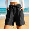 thumbnail image 7 of Shorts for Women Only Moment Shorts for Women Cotton and Linen Dressy Casual Elastic High Waisted,Comfy Lightweight Airy,Summer Shorts for Beach,Travel & Vacation Black,L, 7 of 7