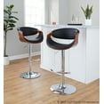 thumbnail image 3 of Symphony Adjustable Bar Stool, Chrome Bar Stools, Bar Chairs, Swivel Bar Stools, Bar Stools Set of 2 (Walnut Wood, Black), 3 of 6