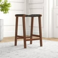 thumbnail image 2 of Phuket Mid Century Modern Saddle Genuine Leather Counter Stool in Black, 2 of 6