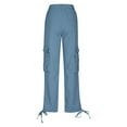 thumbnail image 5 of DPTALR Women's High Waisted Wide Leg Cargo Pants With Pockets Military Trousers,Blue,Size L, 5 of 9