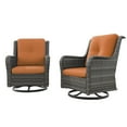thumbnail image 2 of MeetLeisure 2 Pieces Outdoor Patio Furniture Wicker Swivel Chair with Cushions for Backyard, Orange, 2 of 8