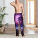 thumbnail image 2 of Fotbe Purple Moon Tree Night Sky Pantalones de Pijama para Hombre, Pantalones de Dormir, Pantalones de Casa con Cintura Ajustable y Bolsillos-3X-Large, 2 of 6