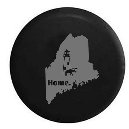 Penn State Spare Tire Cover - Maine Moose Lighthouse Home State Edition Spare Tire Cover Vinyl Stealth Black 27.5 in