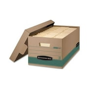 STOR/FILE Medium-Duty Storage Boxes Letter Files, 12.88" x 25.38" x 10.25", Kraft/Green, 12/Carton
