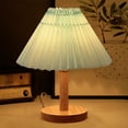 thumbnail image 5 of Table Lamp under $5! kkbbma Small Table Lamp, Bedside Nightstand Mini Lamp for Bedroom Living Room Side Table Small Spaces, Pleated Aesthetic Vintage Lamp for Kitchen Counter, Bookshelf, Bedroom, 5 of 7