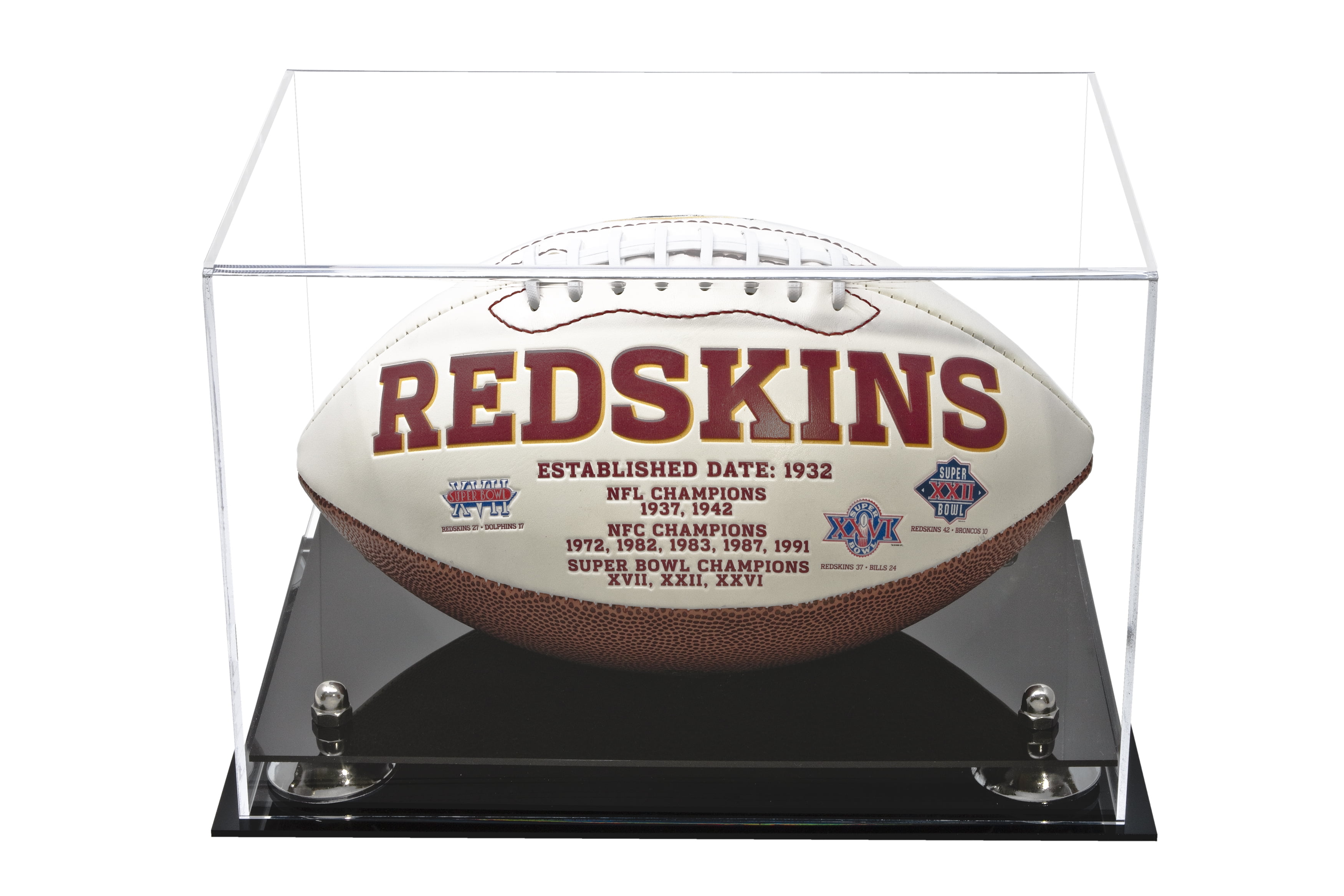 Deluxe Clear Acrylic Football Display Case with Silver Risers (A004SR