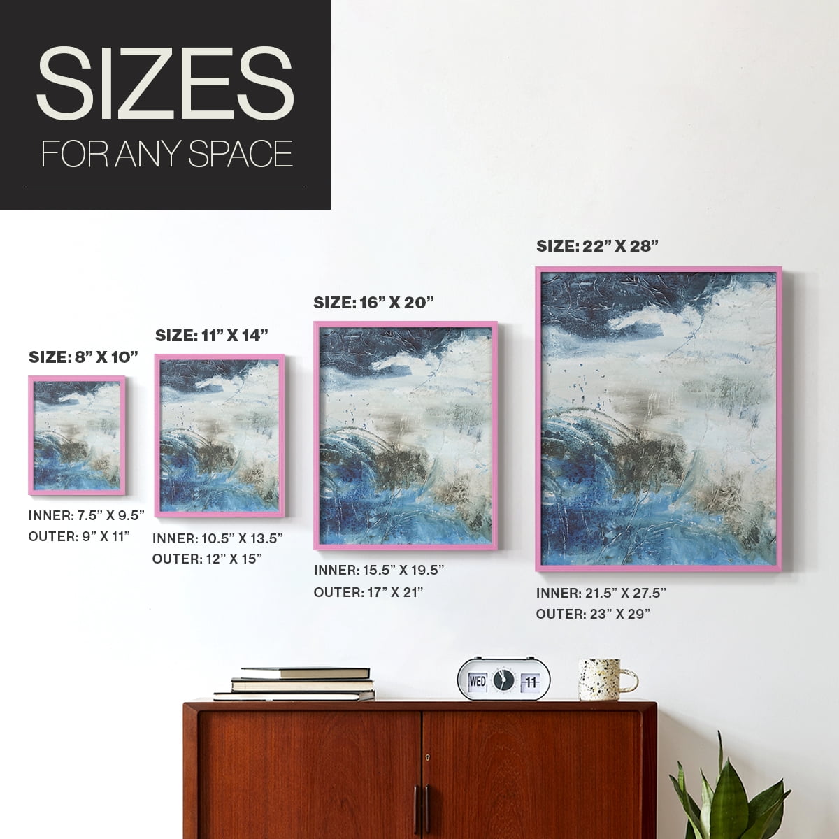 Coastal Seas I Framed Print in Pink Solid Wood Framed Print No Nail Hanging