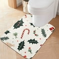 thumbnail image 2 of Yayeee Bath Rug for Bathroom Floor Non Slip Rectangle Fluffy Soft Absorbent Mat, 16"x24", White Christmas Holly, 2 of 7