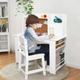thumbnail image 2 of Garvee Kids Desk and Chair Set, Study Table with Storage Shelf, Bulletin Board, Children School Learning Desk Set, Writing Table for Boys and Girls, White, 2 of 7
