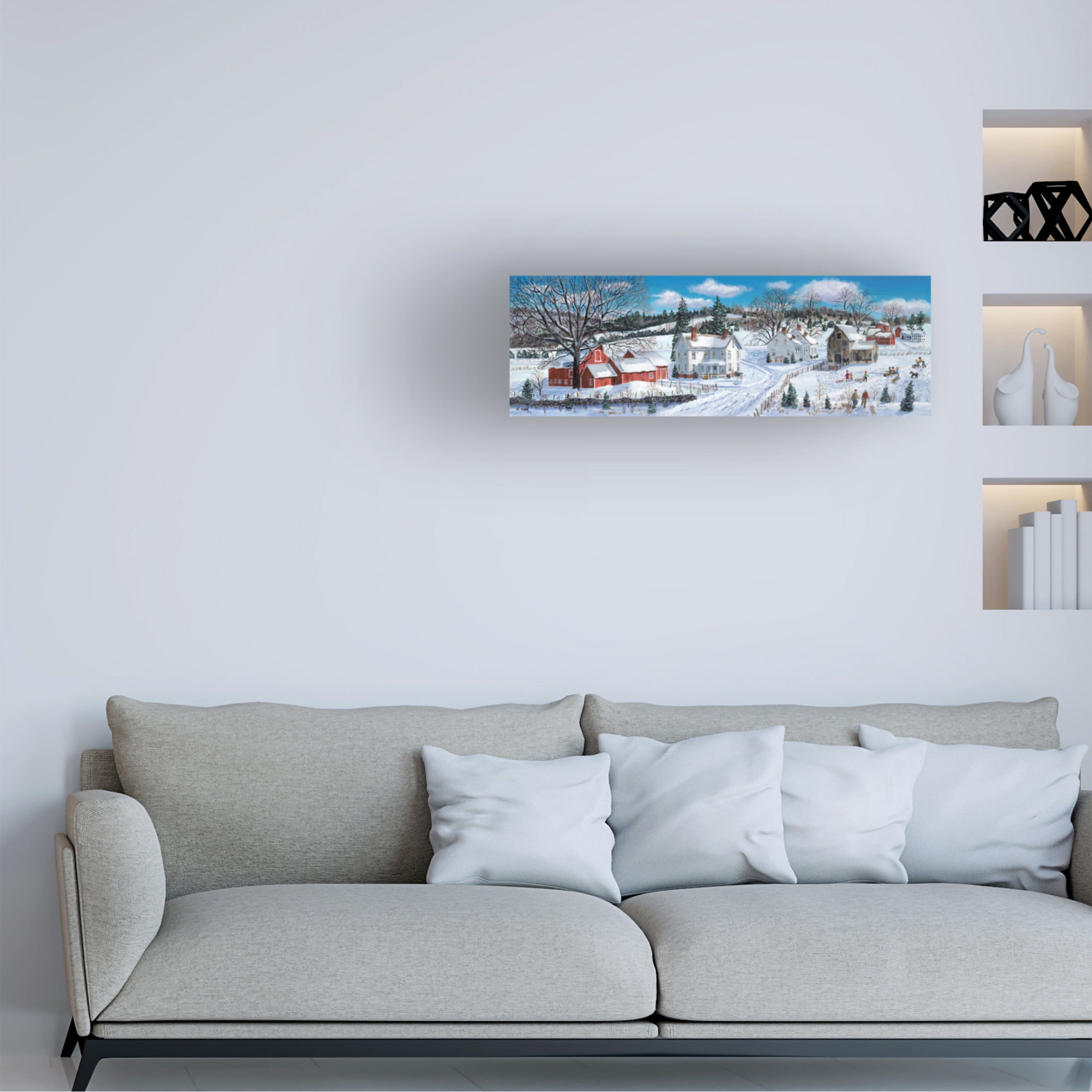 Canvas Wall Art - Bob Fair 'Sleigh Riding Party' Wall Art for Living Room, Bedroom, or Office Décor by Trademark Fine Art - 32 x 10 Inches