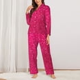 thumbnail image 2 of Fotbe Rose Red Glitter Conjunto de Pijama de Manga Larga para Mujer con Estampado, Ropa de Dormir de 2 Piezas, Conjunto de Casa Suave y Cómodo con Bolsillos-X-Large, 2 of 7