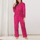 thumbnail image 2 of Fotbe Rose Red Glitter Conjunto de Pijama de Manga Larga para Mujer con Estampado, Ropa de Dormir de 2 Piezas, Conjunto de Casa Suave y Cómodo con Bolsillos-Small, 2 of 7