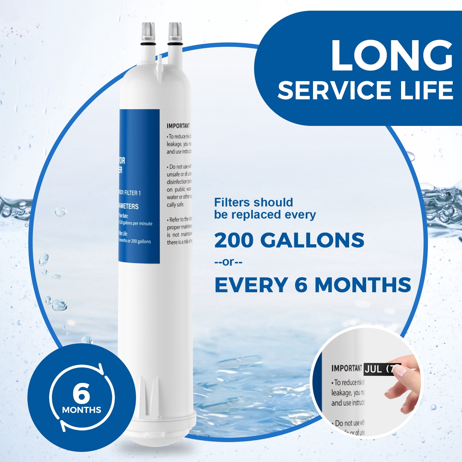Aiqeek Refrigerator Water Filter 3-Pack NSF 42 Certified, Compatible with EDR3RXD1/ 4396841
