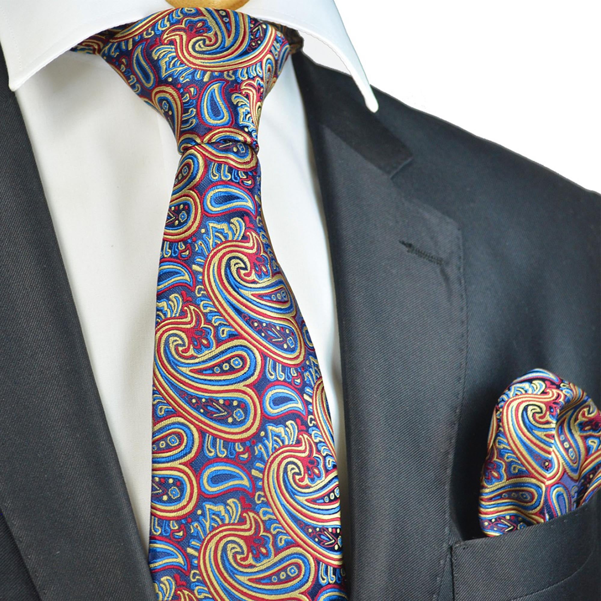 Paisley Men's Tie and Pocket Square Set by Paul Malone 