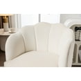 thumbnail image 4 of Shell Shape Accent Chair, Velvet Armchair with Gold Metal Legs Modern Upholstered Barrel Chair Vanity Chair for Living Room Bedroom Home Office, Ivory, 4 of 9