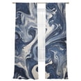 thumbnail image 6 of White Navy Blue Sheer Curtains for Living Room Bedroom Marble Texture Abstract Art Sheer Curtains 84 Inch Long 2 Panels Set Light Filtering Curtain Window Treatments Drapes for Dining Room, 6 of 6