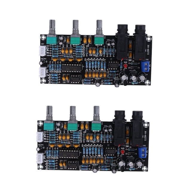 2X PT2399 Digital Microphone Amplifier Board Reverberation Karaoke Reverb Amplifier NE5532 Pre-Amplifier Tone Board,2pcs PT2399 Digital Microphone Amplifier Board 4pcs Audio Cable,Black