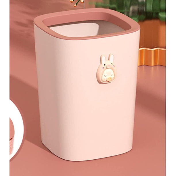 Bote De Basura De Dibujos Animados, Bote De Basura Sin Tapa, Bote De Basura De Plástico Oculto Bolsa De Basura Cocina Sala De Estar, Bote De Basura De Oficina,Rosado. Afortunado Sencillez