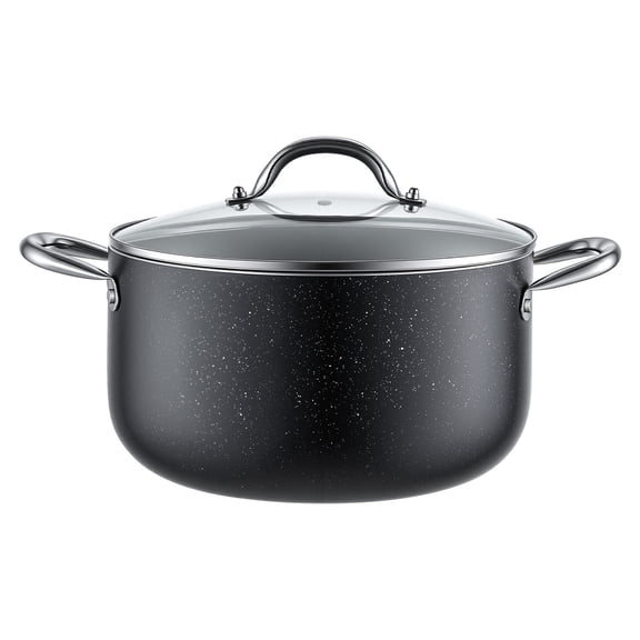 KFFKFF 6-Quart Aluminum Stock Pot with Nonstick Ceramic Coating and Glass Lid, PFOA-Free, PFAS-Free, Suitable for Gas, Induction, and Electric Stoves, Ideal for Soups, Stews, and Pasta