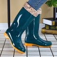 thumbnail image 2 of Taqqpue Women's Rain Boots Plus Size Mid-Calf Fleece Lined Warm Thick Sole Mid Heel Waterproof Boots for Women Size 5-10.5 Non-Slip Waterproof Garden Shoes Outdoor Wet Weather, 2 of 8
