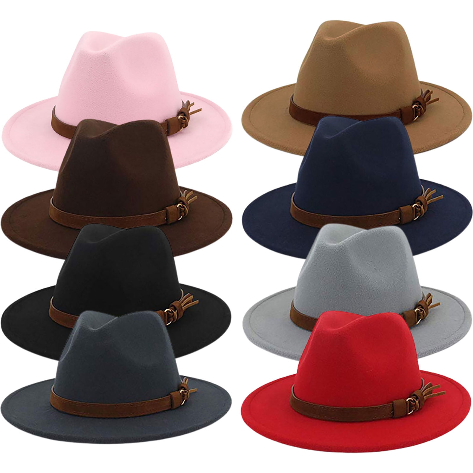 Classic Fedora Hat Wide Brim Felt Dress Panama Trilby Unisex Adjustable Men Women Classic Wide Brim Felt Fedora Dress Hat Trilby  main image 3