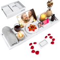 thumbnail image 1 of Bandeja para bañera BESHOF plegable de bambú con soporte para copas de vino, 1 of 7