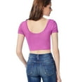 thumbnail image 2 of Aeropostale Womens Scoop-Back Bodycon Basic T-Shirt, Purple, Juniors, Small, 2 of 3