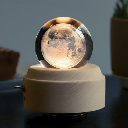 

Hhdxre Wooden Music Box Moon Style Luminous Rotating 3D Crystal Night Light Musical Box for Kids Girls(Spirited Away)