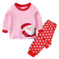 thumbnail image 1 of Pijamas para niños y niñas, conjunto de ropa de algodón con sombrero de Navidad, ropa de dormir larga, 1 of 2