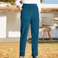 thumbnail image 2 of Pantalones vintage de pana de cintura alta para mujer: cintura elástica, pierna recta y ancha, bolsillos, pantalones de trabajo para otoño/invierno, 2 of 6