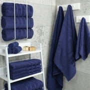 American Soft Linen Luxury 4 Piece Bath Towel Set, 100% Cotton Turkish Bath Towels for Bathroom, Navy Blue