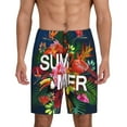 thumbnail image 3 of Lsque Summer Birds and Flowers Mens Sleep Pajama Shorts,Short Pajama Pants, Cotton Ultra-Soft Knit-Small, 3 of 9