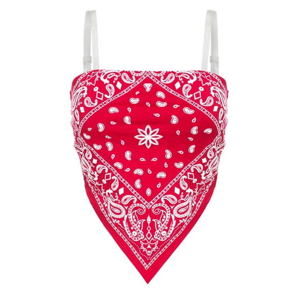 Made by Olivia Women's Sexy Paisley/ Tie Dye Bandana Tube Crop Top Shirt- Made in USA