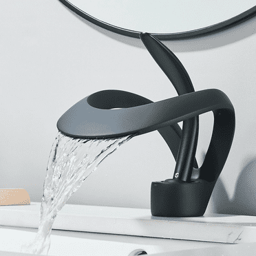 Black Single Handle Bathroom Sink Basin Faucet 1 Hole Waterfall Vanity Mixer Tap