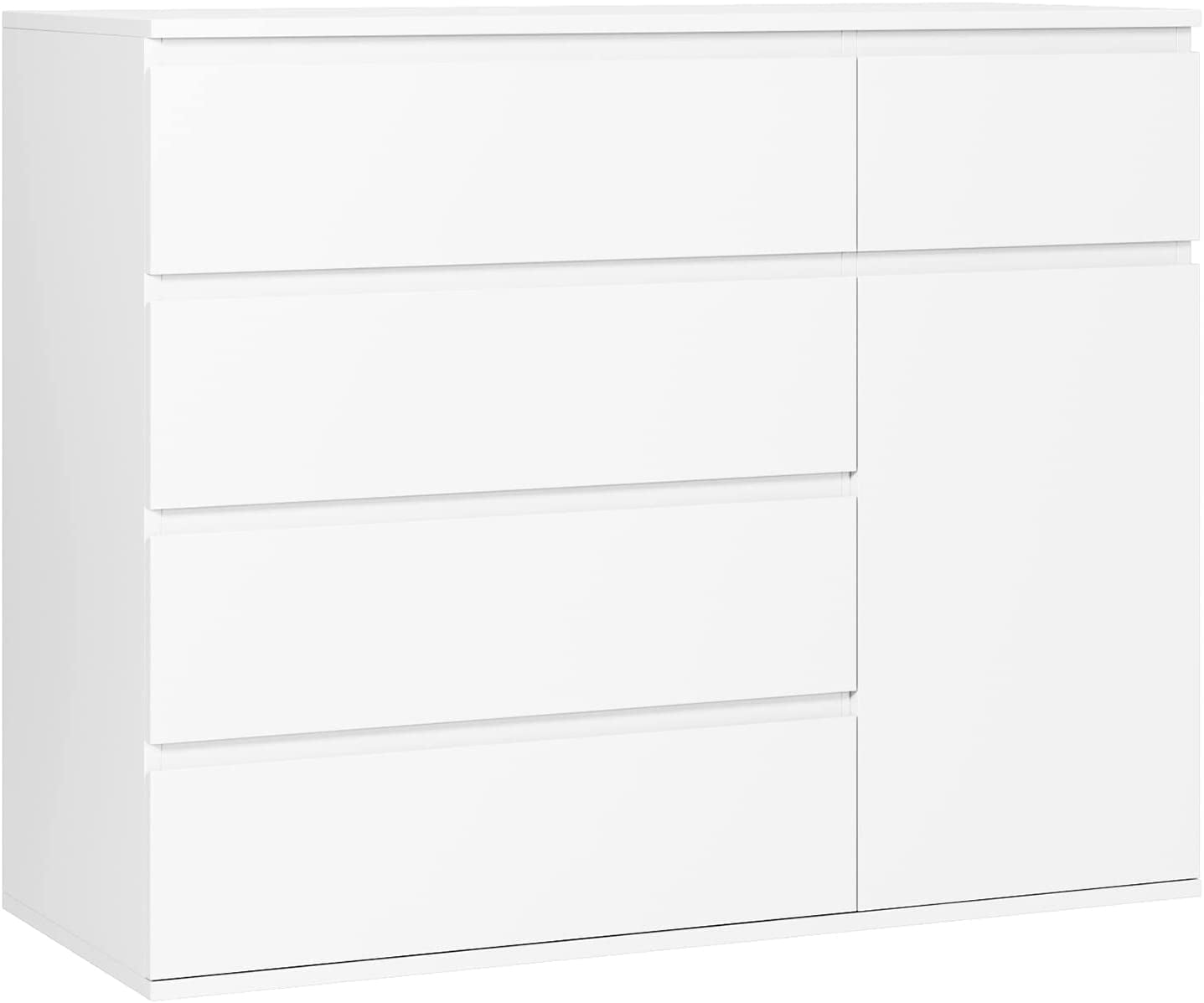 5 Drawer Dresser, White Dresser for Bedroom, Mid Century Modern Dresser