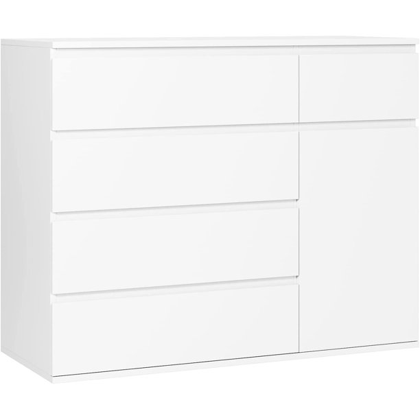 5 Drawer Dresser, White Dresser for Bedroom, Mid Century Modern Dresser