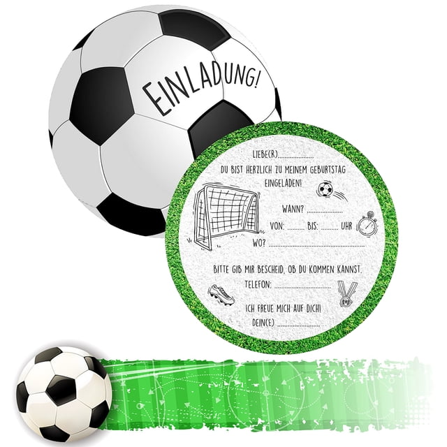14 tarjetas de invitación de fútbol para cumpleaños infantiles, invitaciones de fútbol redondas para cumpleaños infantiles, para fiestas de cumpleaños de niños y niñas, pequeñas fiestas de fútbol