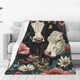 thumbnail image 1 of Balery Vintage Sunflower Cow Manta de Felpa Suave y Acogedora – Cobija de Franela Aterciopelada para Cama, Lavable y Cálida para Sofá, Mascotas, Transpirable-50"x40", 1 of 7